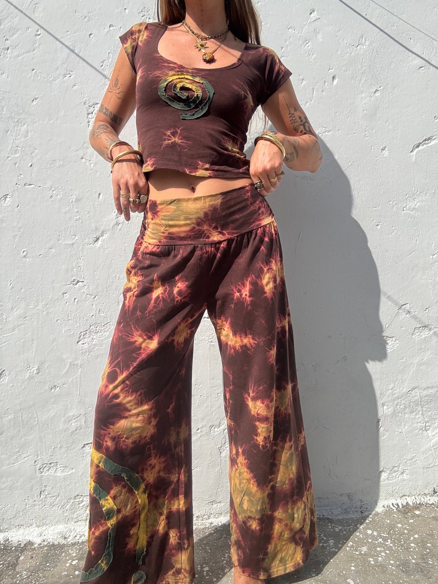 Spiral Baby Tee - Brown Tie Dye