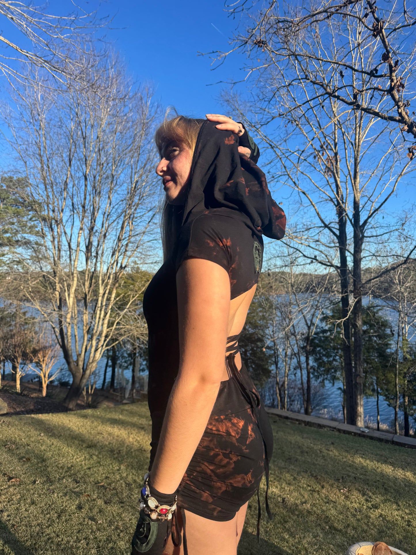 Spiral Playsuit - Black Tie Dye