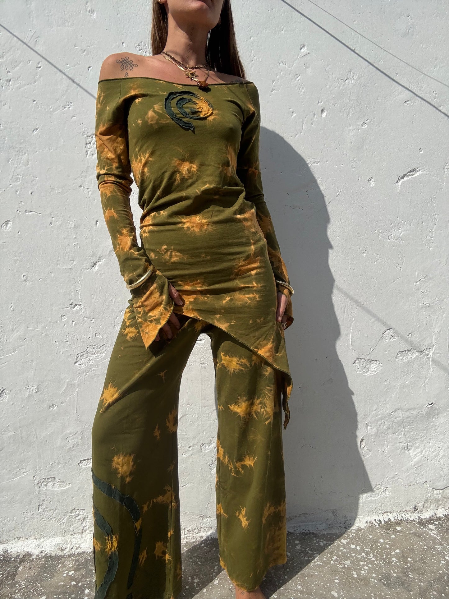 Spiral Trousers - Green/Green Tie Dye