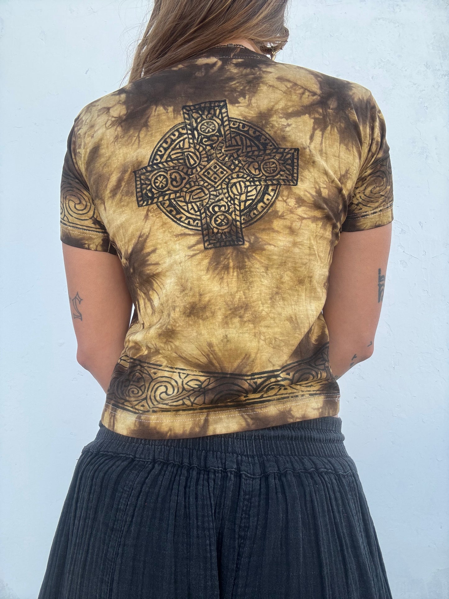Block Print Baby Tee - Brown
