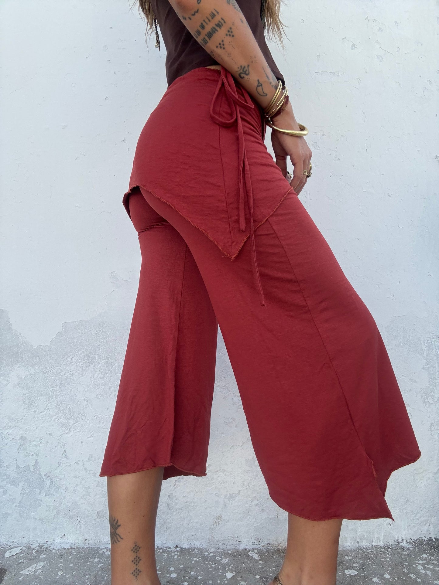 Cropped Flared Trousers - Copper