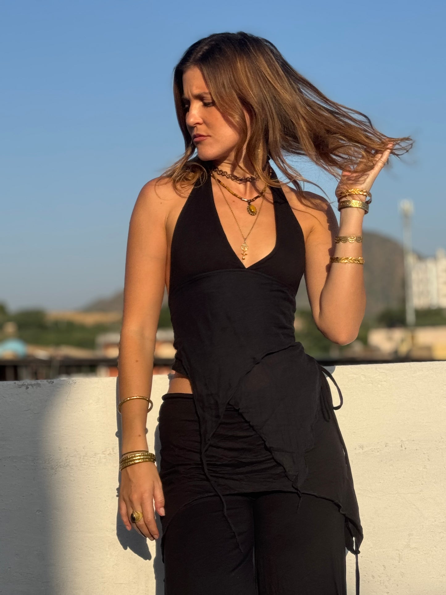 Asymmetrical Fairy Top - Black