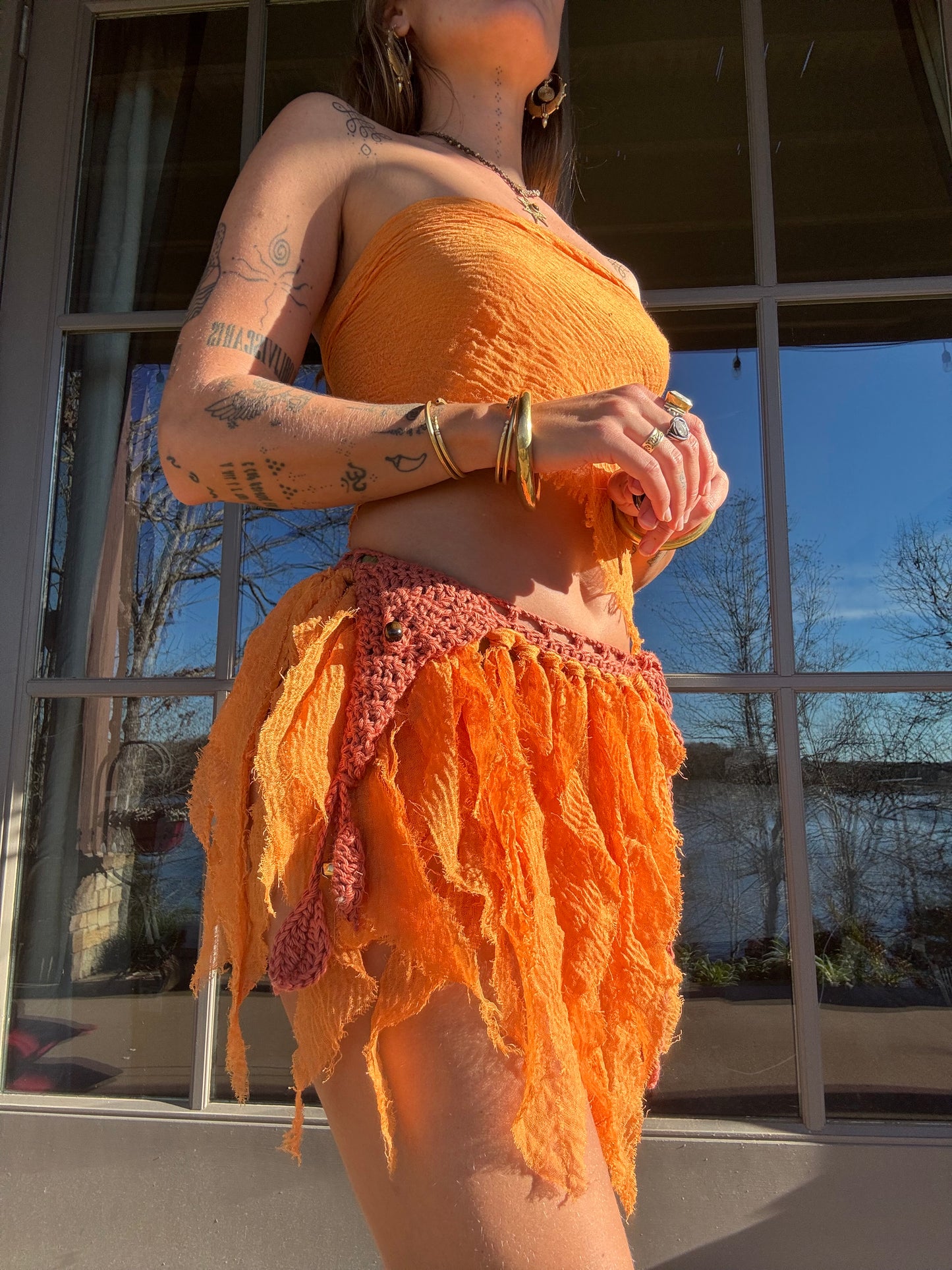 Crochet Fairy Skirt - Tangerine