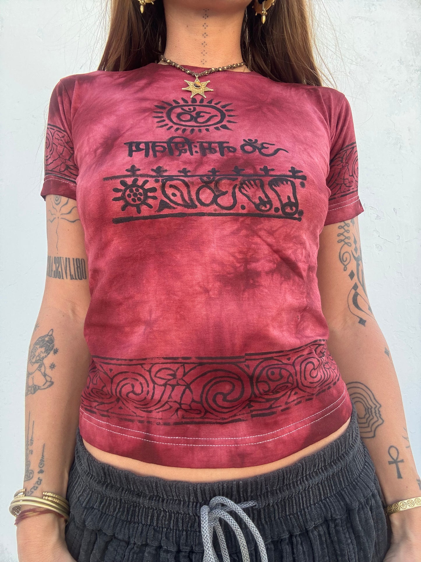Block Print Baby Tee - Red Ohm
