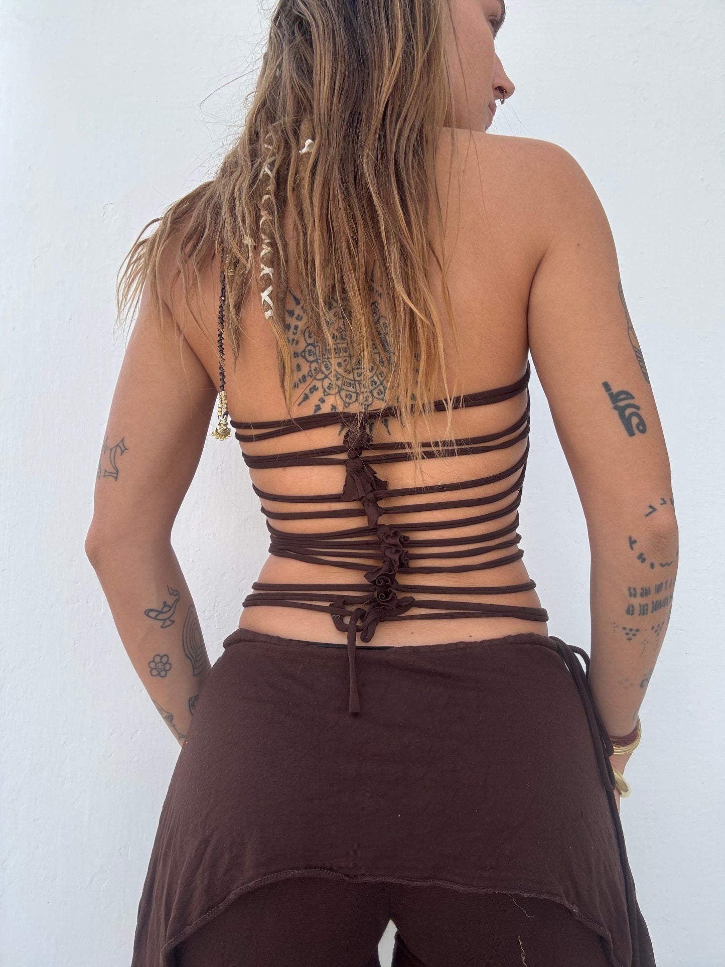 Slit Weave Top - Brown