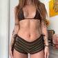 Crochet Shorts - Brown/Green Stripe