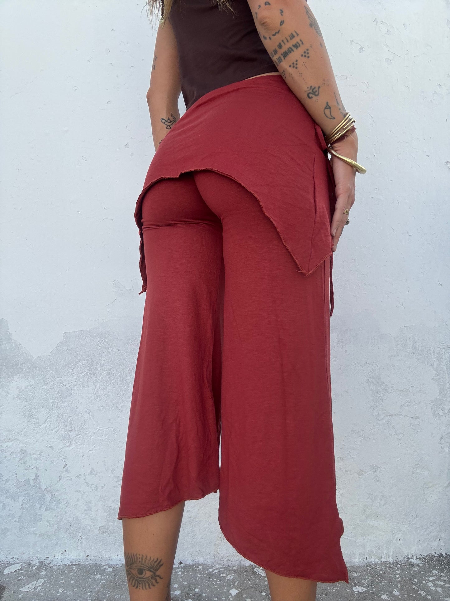 Cropped Flared Trousers - Copper
