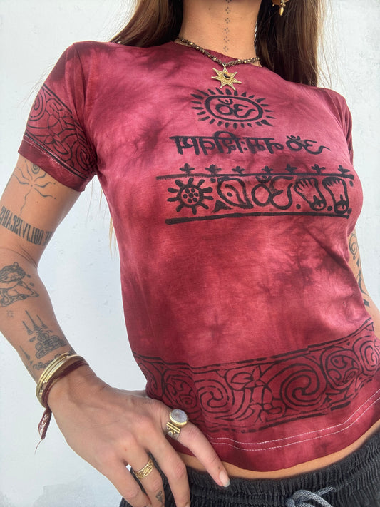 Block Print Baby Tee - Red Ohm