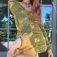 Slit Weave Spiral Dress - Green/Brown Tie Dye