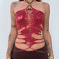 Slit Weave Top - Maroon Tie Dye