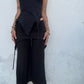 Cropped Flared Trousers - Black