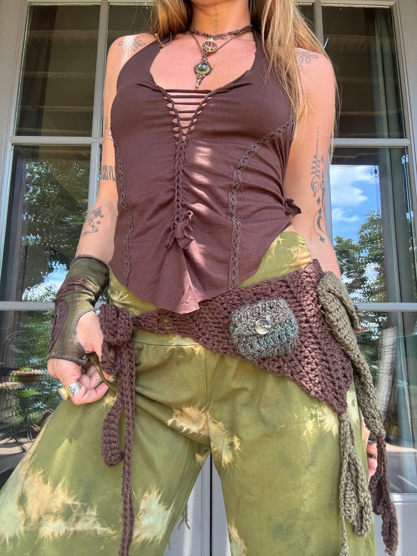 Crochet Fairy Utility Belt - Brown/Green