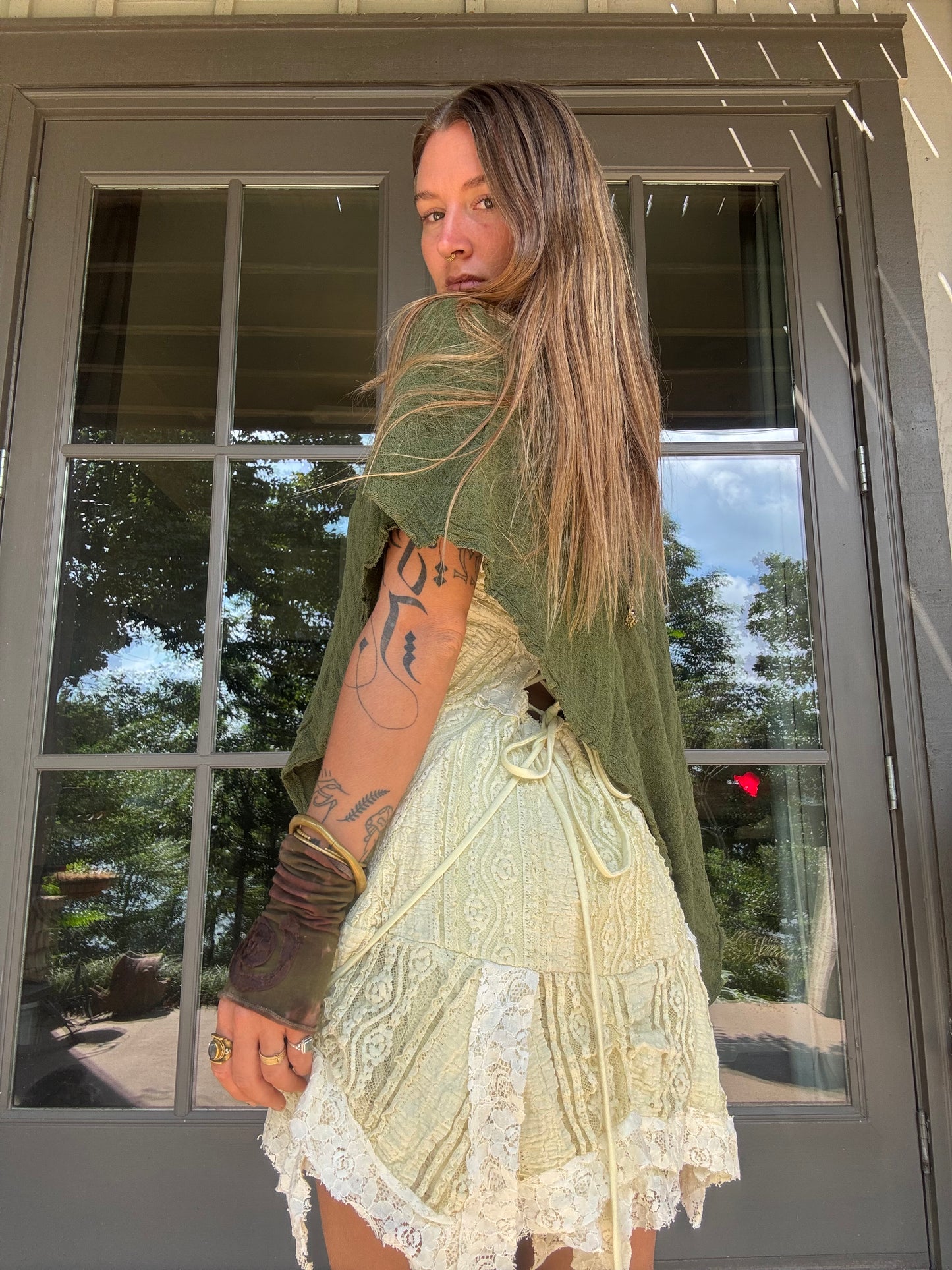 Cotton Poncho - Green