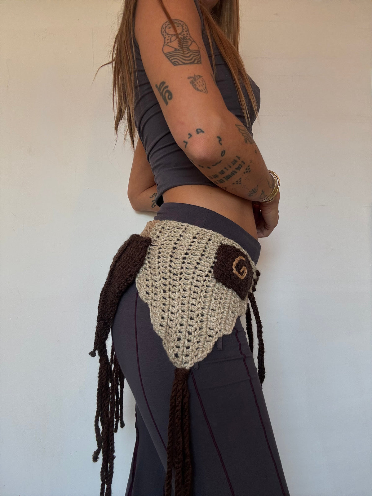Crochet Fairy Utility Belt - Tan/Brown