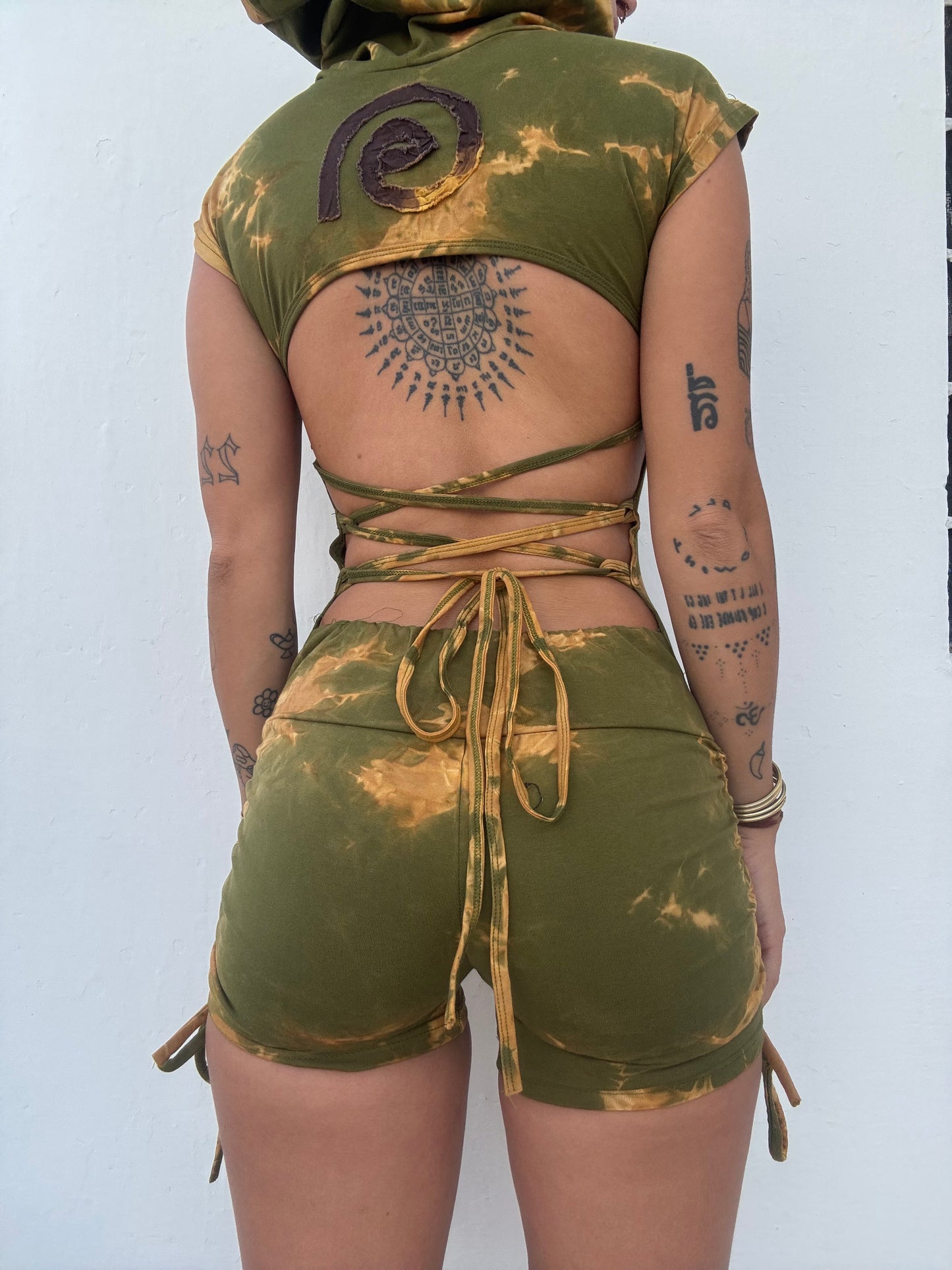 Spiral Playsuit - Green Tie Dye