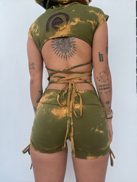 Spiral Playsuit - Green Tie Dye