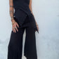 Cropped Flared Trousers - Black