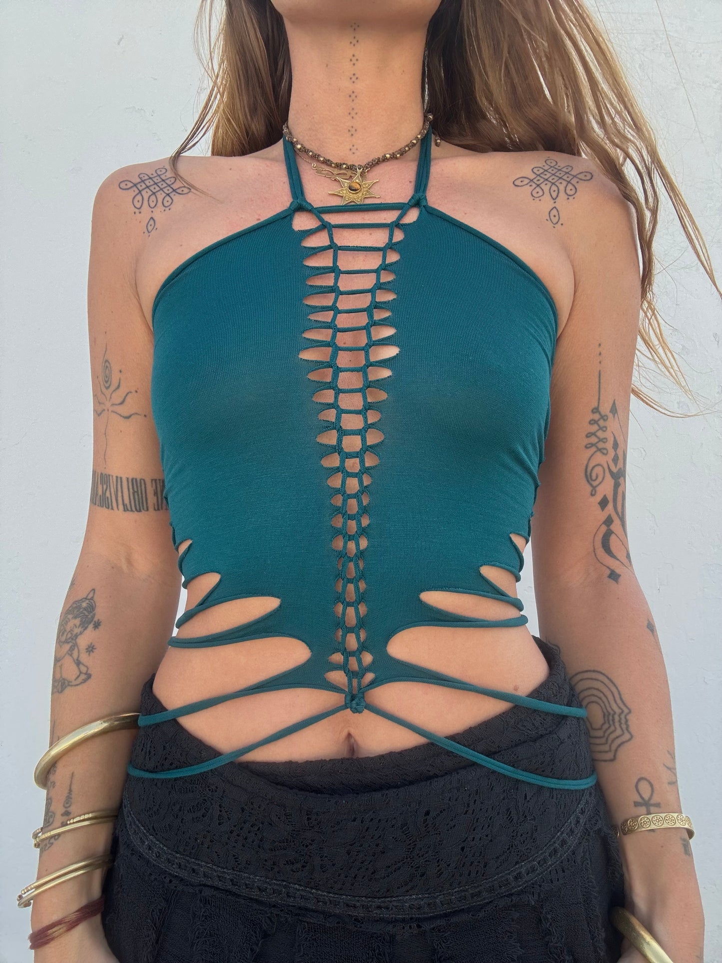 Slit Weave Top - Blue