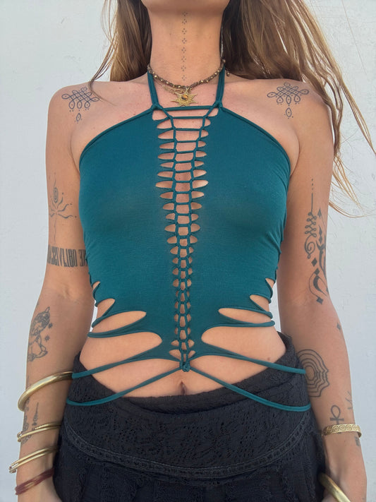 Slit Weave Top - Blue