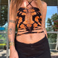 Slit Weave Top - Black Tie Dye