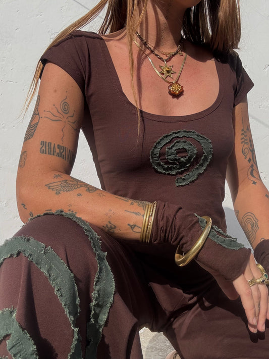 Spiral Baby Tee - Brown