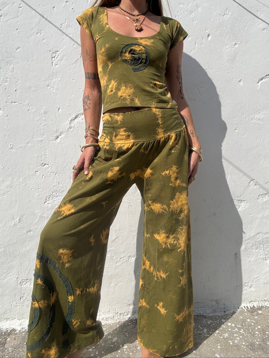 Spiral Trousers - Green/Green Tie Dye