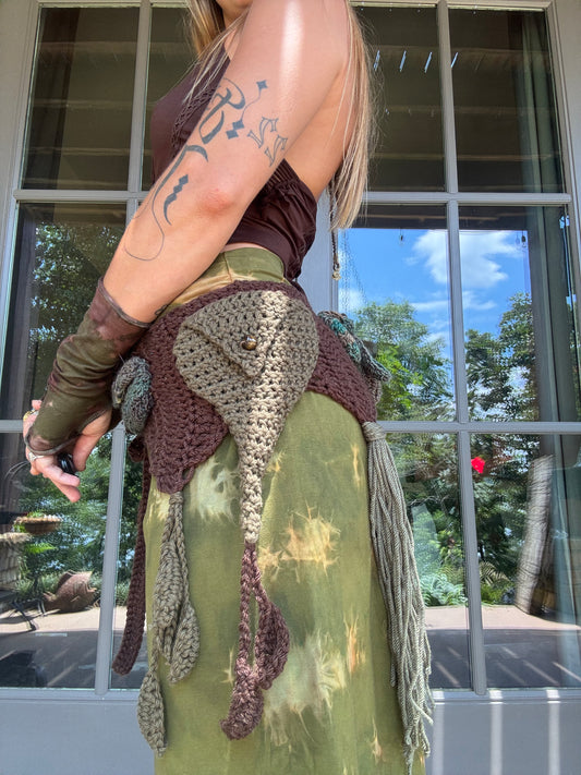 Crochet Fairy Utility Belt - Brown/Green