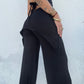 Cropped Flared Trousers - Black
