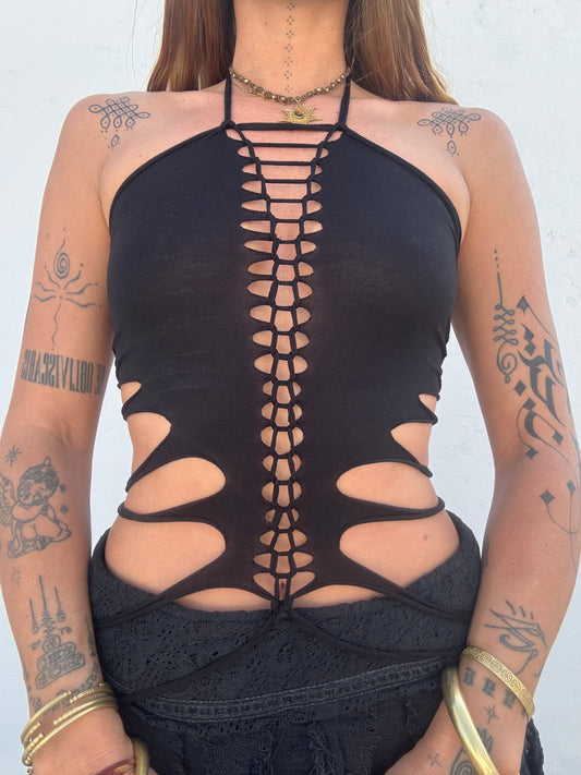 Slit Weave Top - Black