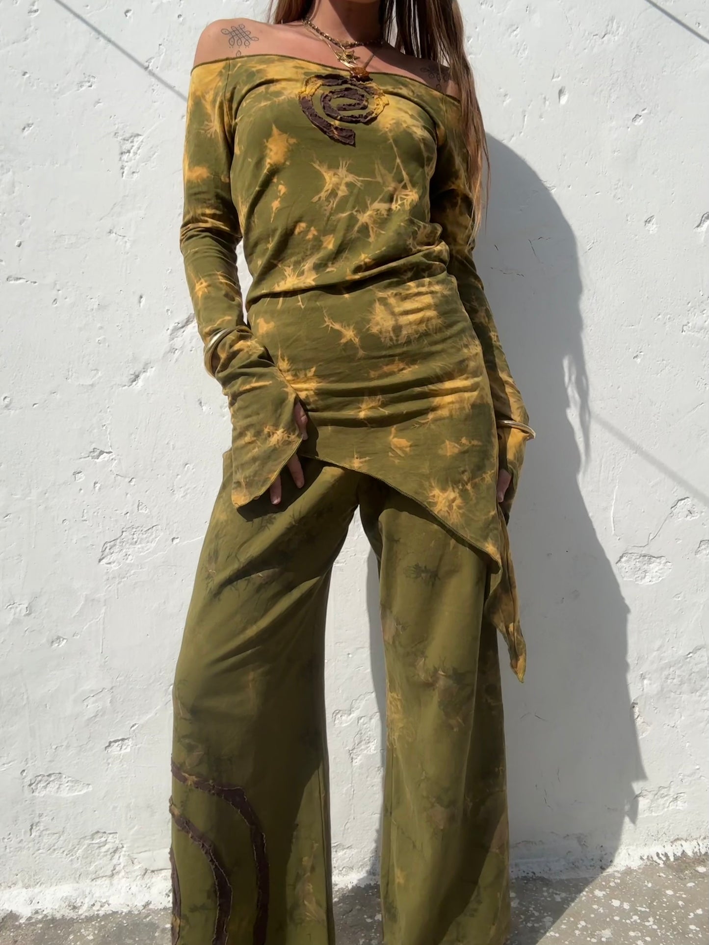 Spiral Dress - Green/Brown Tie Dye