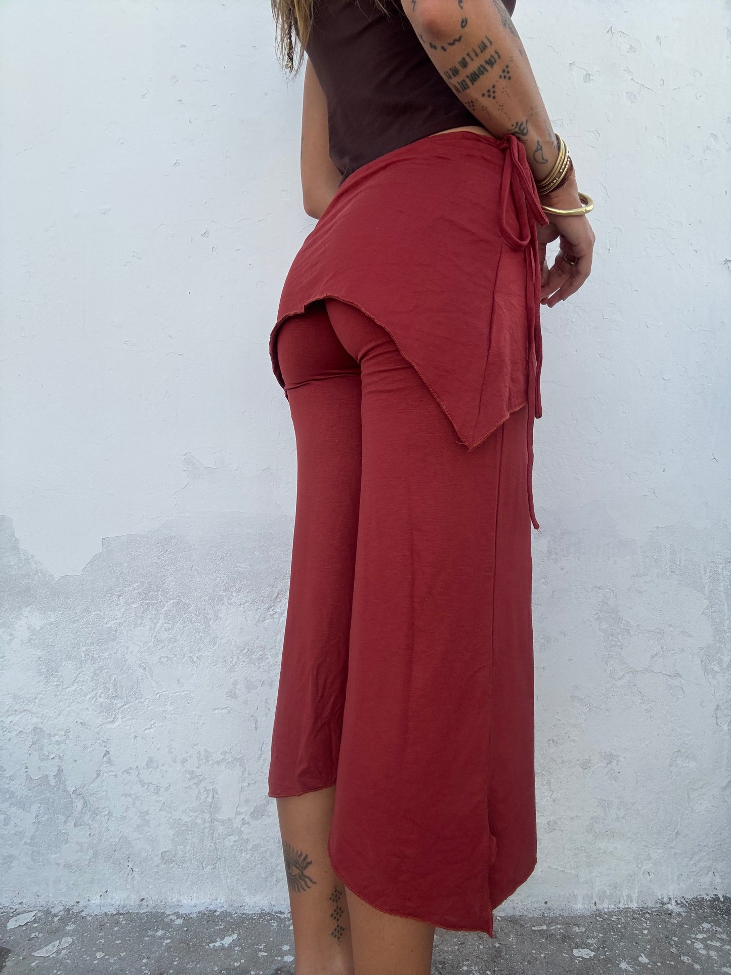 Cropped Flared Trousers - Copper
