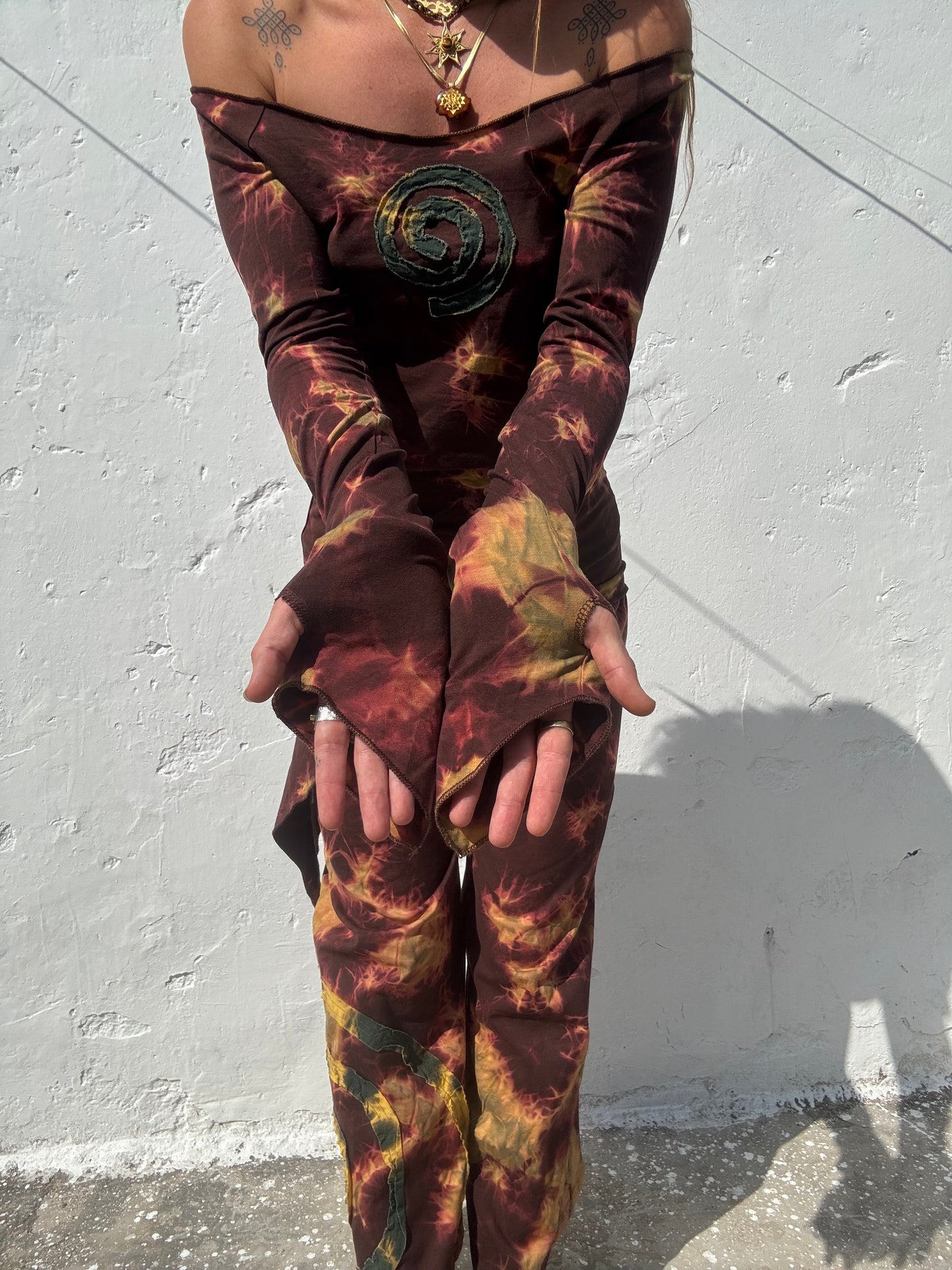 Spiral Dress - Brown Tie Dye