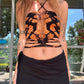 Slit Weave Top - Black Tie Dye