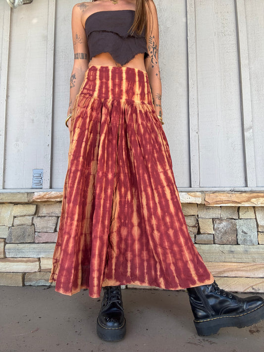 Tie Dye Maxi Skirt - Red