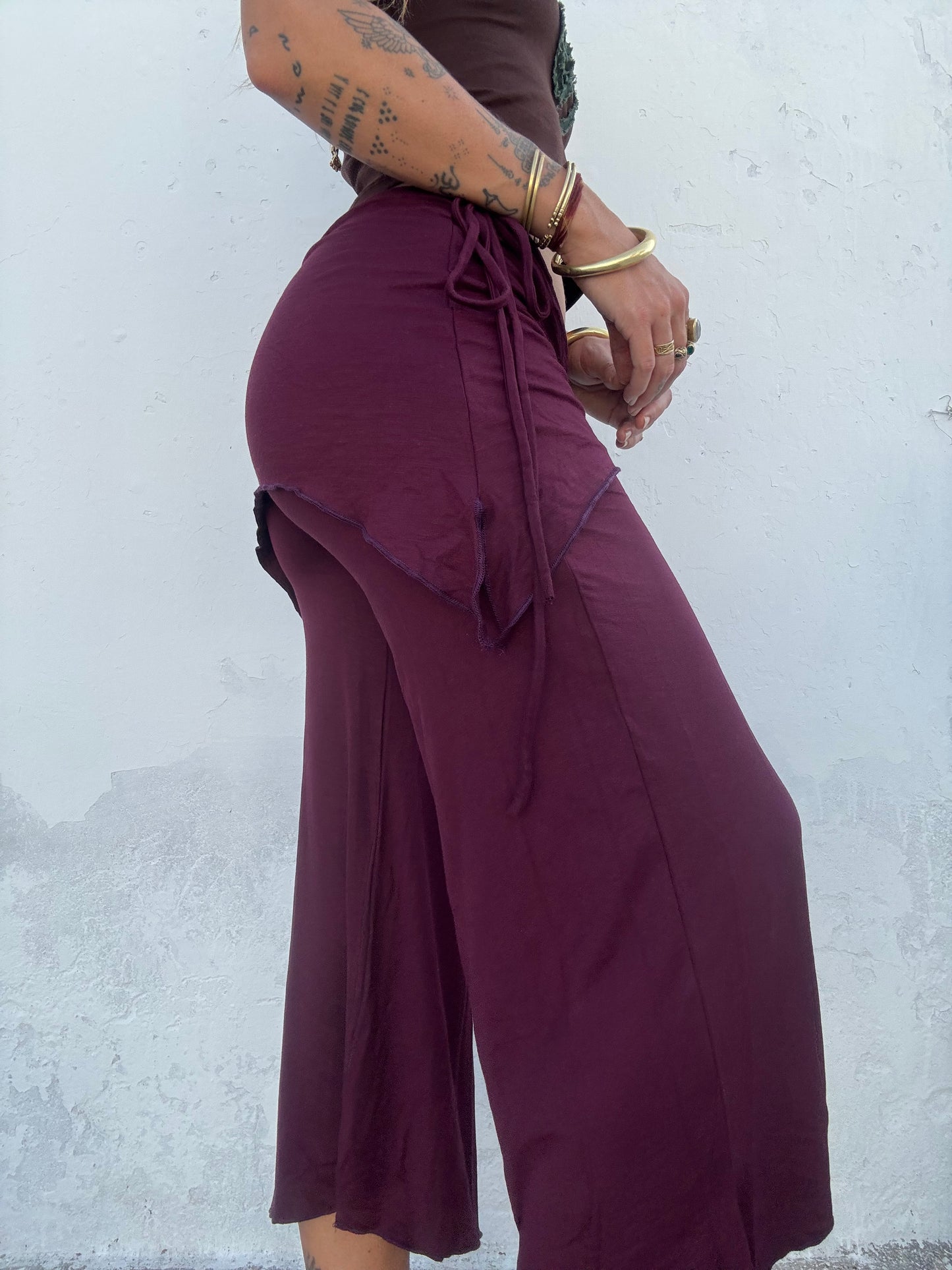 Cropped Flared Trousers - Purple