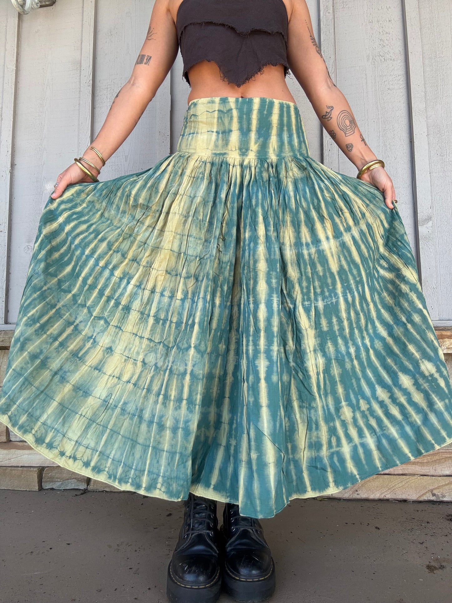 Tie Dye Maxi Skirt - Green