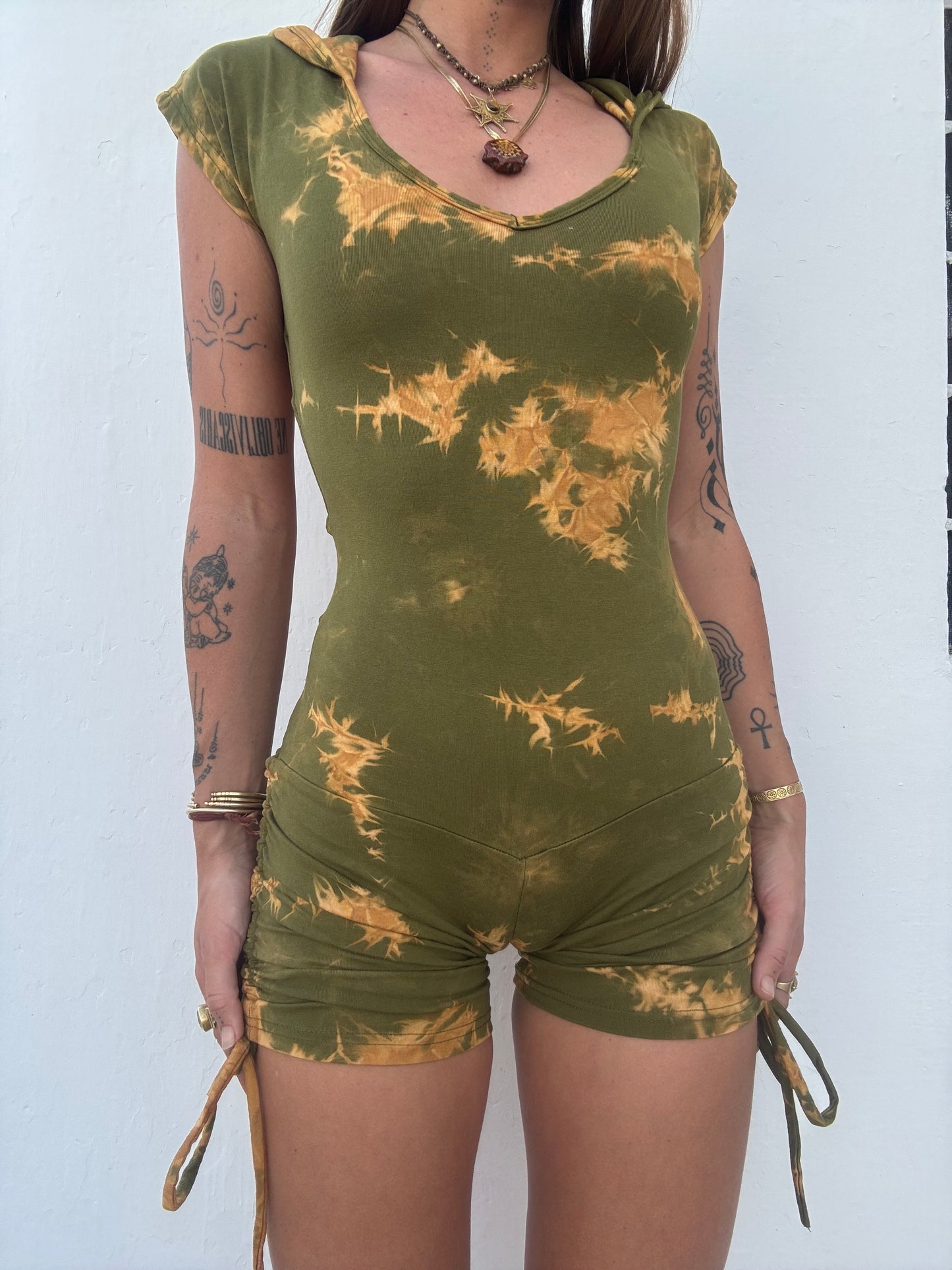 Spiral Playsuit - Green Tie Dye