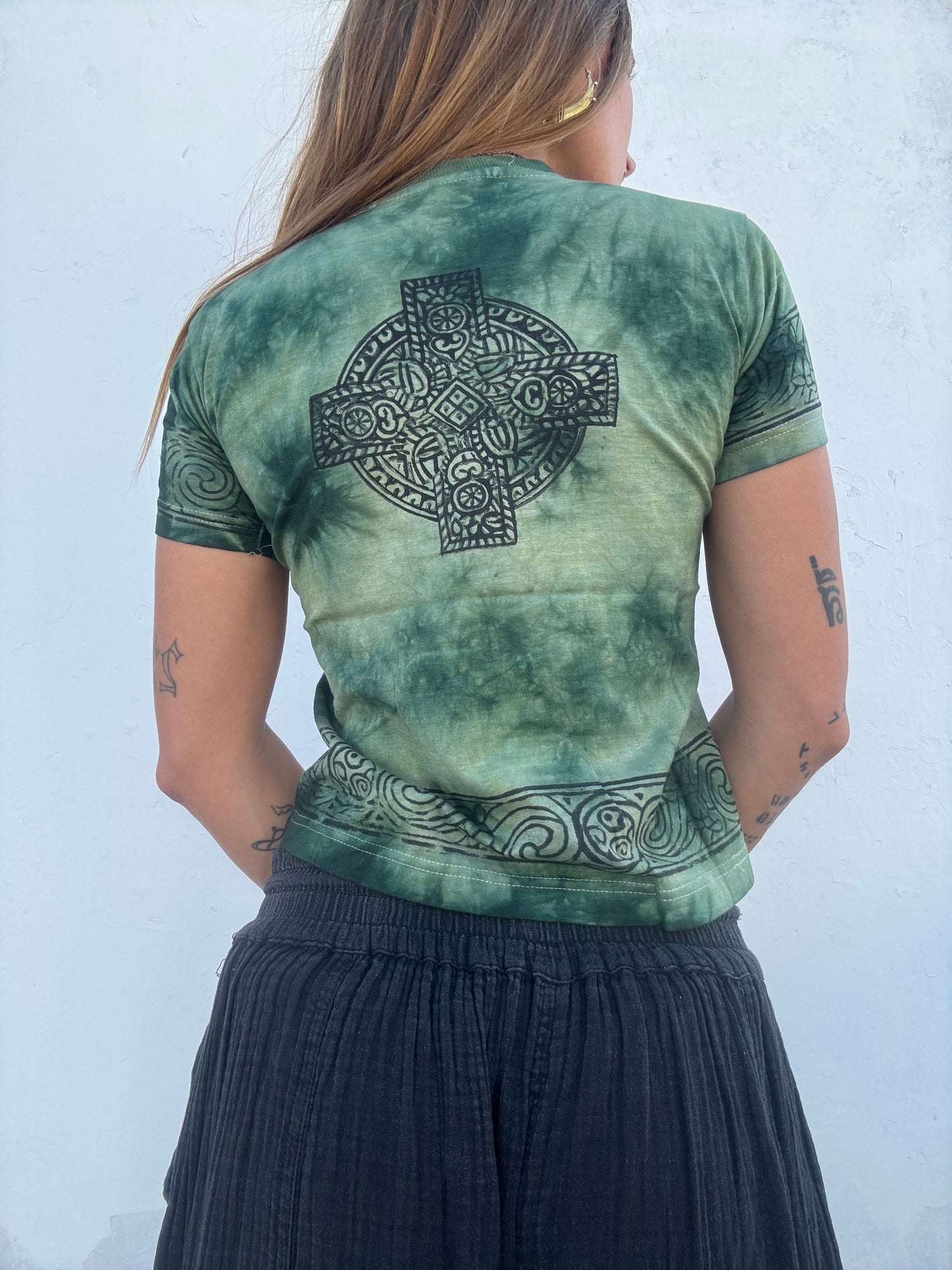 Block Print Baby Tee - Green ll