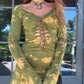 Slit Weave Spiral Dress - Green/Brown Tie Dye