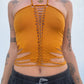 Slit Weave Top - Mustard
