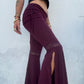 Lace Trim Flared Trousers - Purple