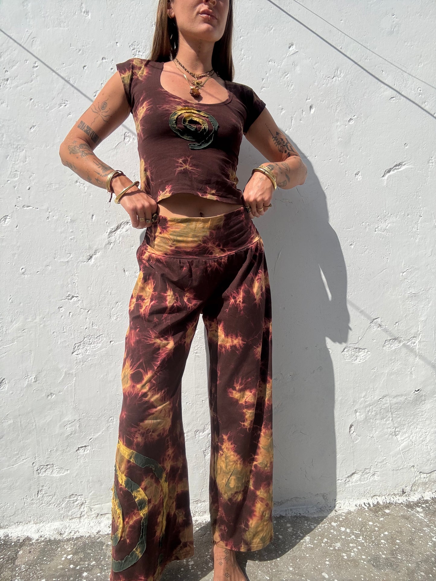 Spiral Baby Tee - Brown Tie Dye