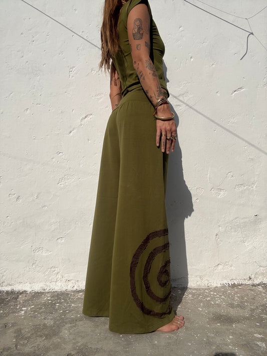 Spiral Trousers - Green/Brown