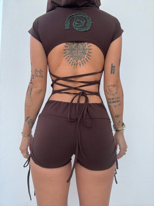 Spiral Playsuit - Brown