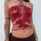 Slit Weave Top - Maroon Tie Dye