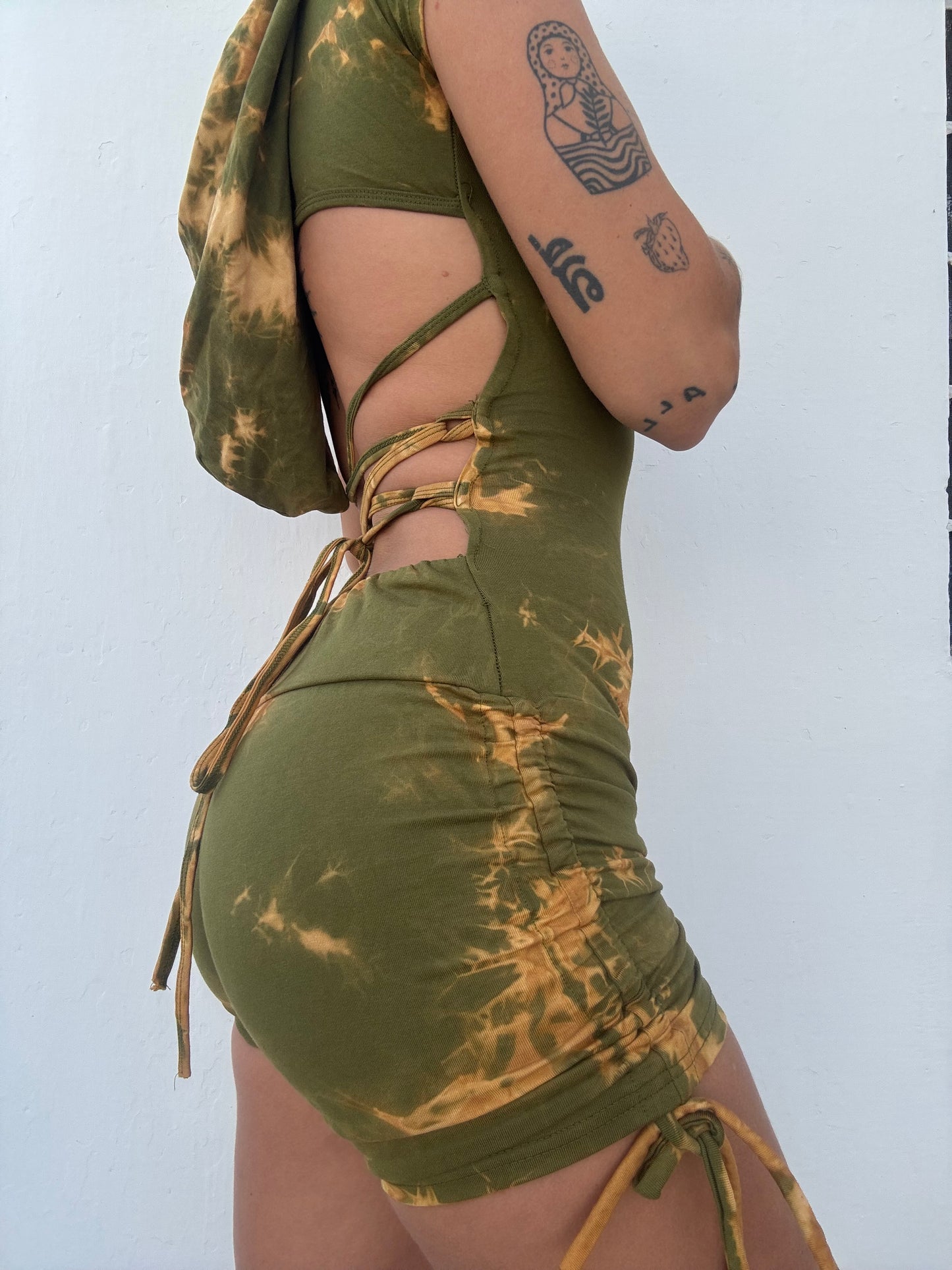 Spiral Playsuit - Green Tie Dye