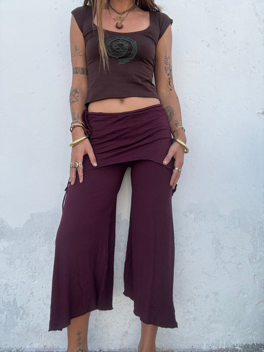 Cropped Flared Trousers - Purple