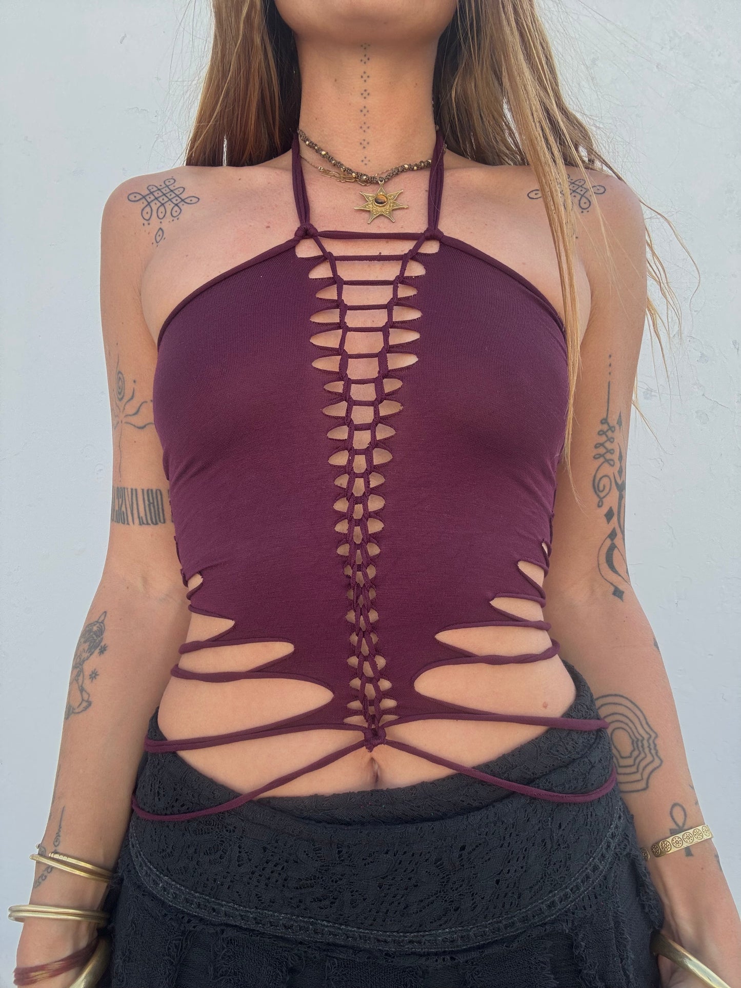 Slit Weave Top - Purple