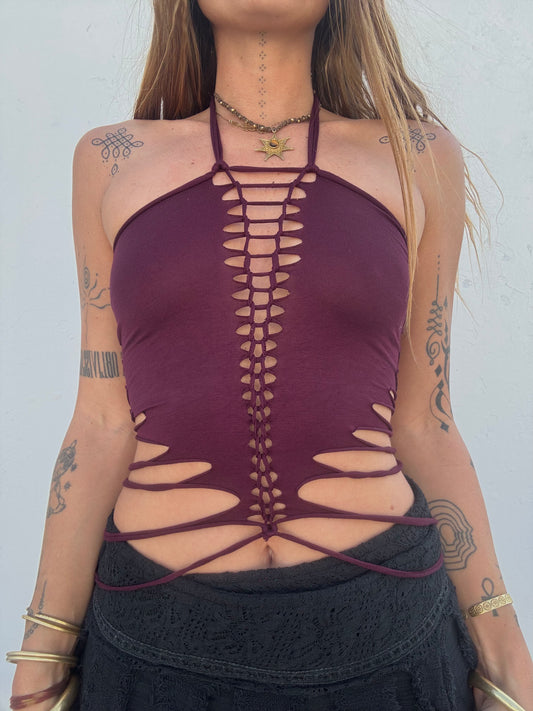 Slit Weave Top - Purple