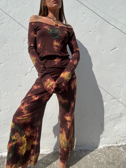 Spiral Dress - Brown Tie Dye